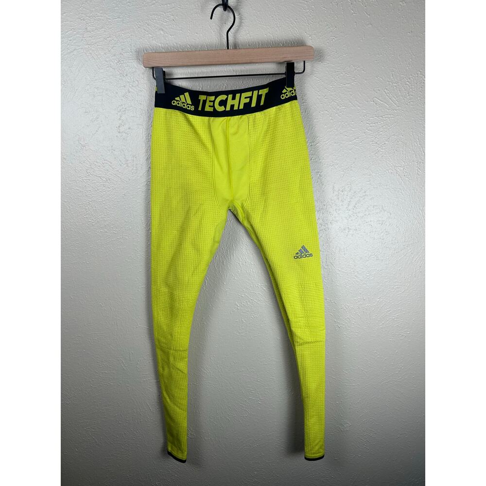 Adidas Base Layer Pants Men's Size Medium Techfit Climaheat Neon Leggings